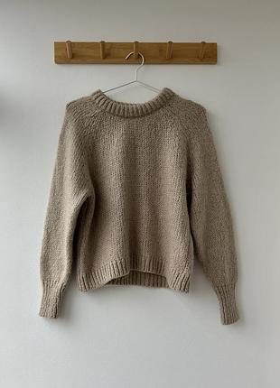 Бежевий шерстяний теплий обʼємний светр reserved