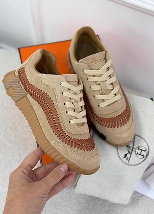 Брендові жіночі кросівки ермес кроссовки женские люкс ермес брендовые лого