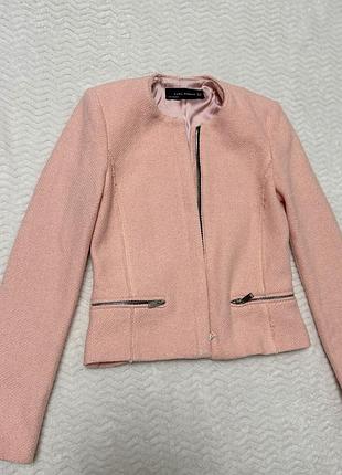 Піджак жакет zara жіночий рожевий хс с бавовна акрил