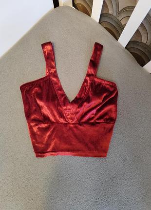 Женский топик, новогодний, женский, красный xs