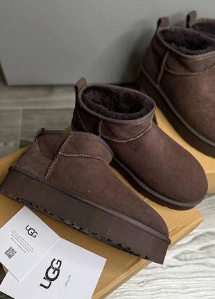 Зимові угги низькі шоколад коричневі