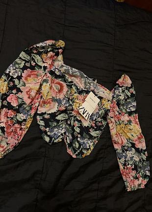 Нова квіткова блуза zara зара кофта блузка в цветочек с биркой