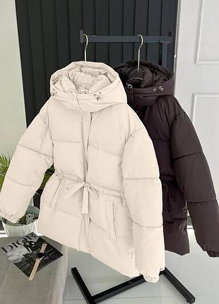 Стильная теплая легкая зимняя куртка новенькая женская беж шоколад черная розовая