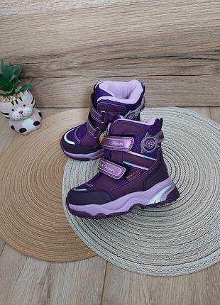 Зимние термосапожки том.м на девочку фиолетового цвета