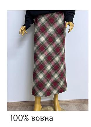 Laura ashley вовняна картата максі спідниця трапеція довга в клітинку червона вовна р. s m woolmark