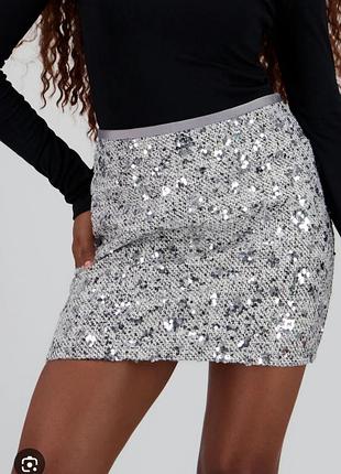 Красивая стильная юбка юбка в пайетки блестящая