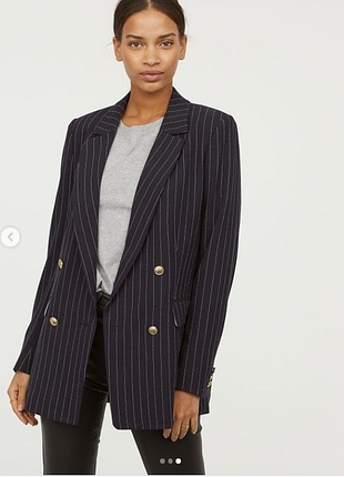 Пиджак/блейзер/жакет двубортный в полоску h&amp;m eur 40 р. двубортный