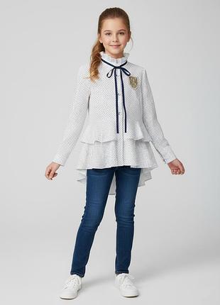 Ефектна підліткова блузка в горошок з баскою! (12-15 років)