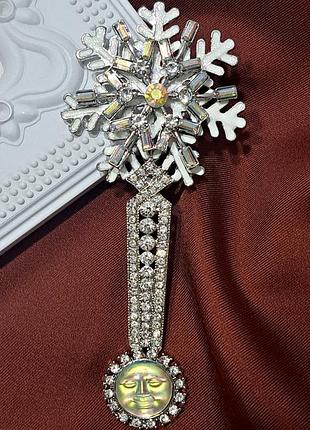 Брошь в стиле kirks folly "криштальная снежинка", новогодняя брошь