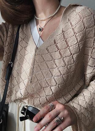 Светр в бежевому кольорі з комірцем pull|&|bear