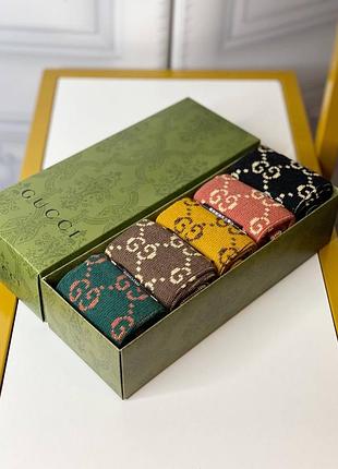 Набір шкарпеток gucci із 5 пар розмір один універсальний (жіночий) в брендовій коробці