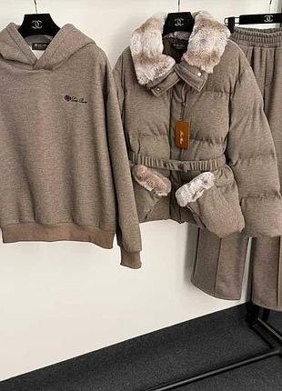 Брендовий жіночий теплий костюм трійка лоро піана