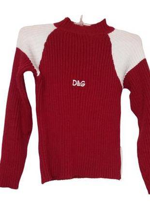 Свитер с надписью d&g женский, подростковый, 160-164 см, xs/s, красный/белый