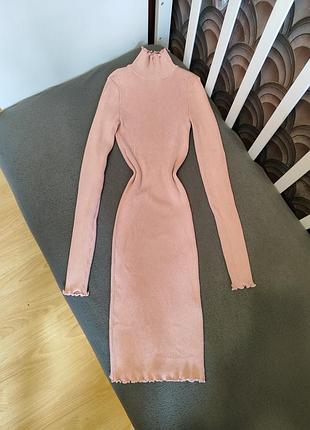 Женское платье в рубчик xs, платье с длинным рукавом