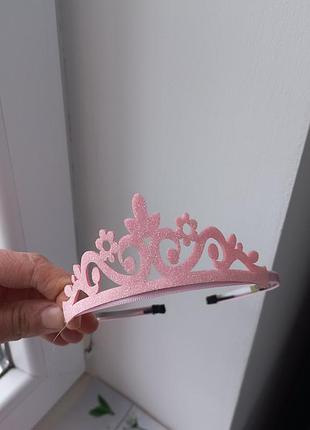 Обруч корона рожева