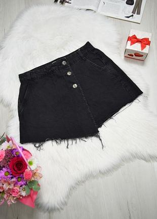 Шорты джинсовые серые с имитацией юбки