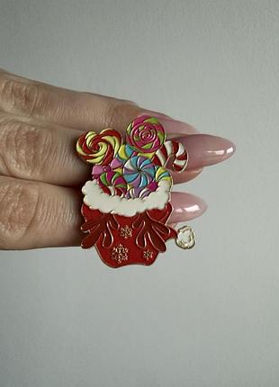 Пін значок металевий брошка різдвяний мішечок із солодощами