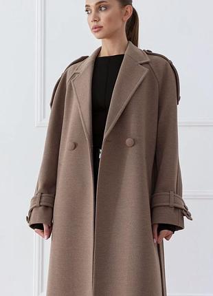 Vloria  пальто шикарне, максі, міді,двубортне,назапах,ове рсайз,шоколад,коричневе