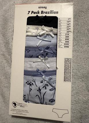 Набір жіночих трусів 7 шт sinsay бавовна