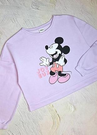 💝1+1=3 стильний бузковий утеплений світшот з міккі маусом оверсайз disney, розмір 48 - 50