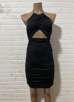 Гарна вечірня чорна спокуслива жіноча міні сукня плаття