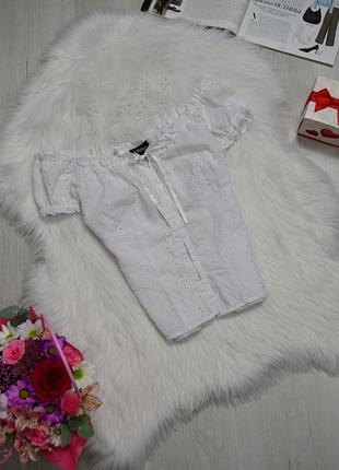 Блузка белая блуза топ прошва открытые плечи