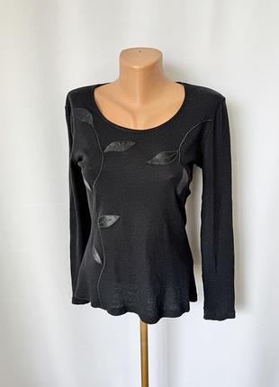 La perla шерсть и шелк черный джемпер кофта термо теплая тонкая винтаж винтажная