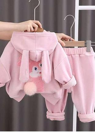 Костюм 95, р.80,90,100,110,120, велюр+плюш, рожевий