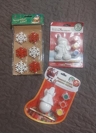 Новогодний набор для творчества игрушка и фигурка с красками и набор прищепок