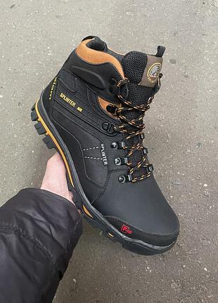 Чоловічі зимові черевики splinter з натуральної шкіри чорні