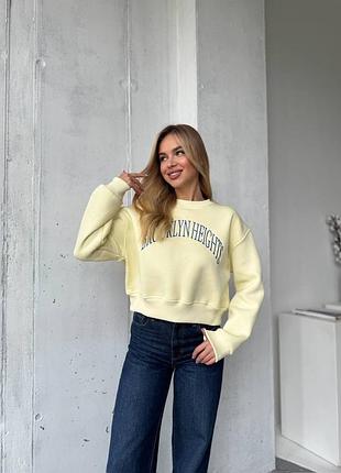 Жіночий жовтий світшот ☺️ якісний жіночий світшот з вишитим надписом ☺️