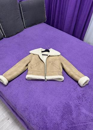 Тепла жіноча шубка / куртка з екомеху (shearling), розмір s