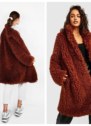 Шуба накидка тедді теракотового кольору