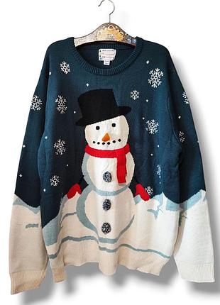 Новогодний джемпер батал со снеговиком