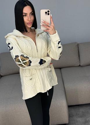 Вязаный кардиган со змейкой люкс
