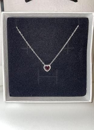 Знижка кольє pandora стиль | червоне серце | срібне кольє | подвеска пандора