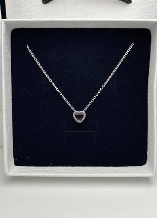 Знижка кольє pandora стиль | чорне серце | срібне кольє | подвеска пандора