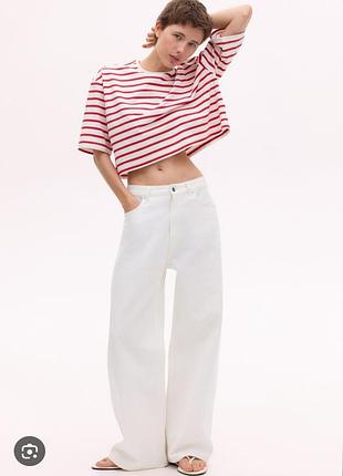 Кроп топ футболка укороченная в полоску женская h&m s,m