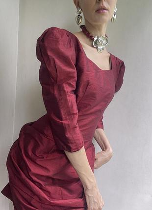100% шовк. легка бордова сукня в ретро стилі вінтажний стиль рідкісна шовкова