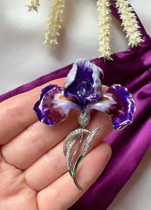 2в1 изысканная брошь - кулон ирис, эмаль
