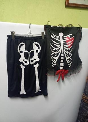 Карнавальный костюм девочки скелета на хеллуин