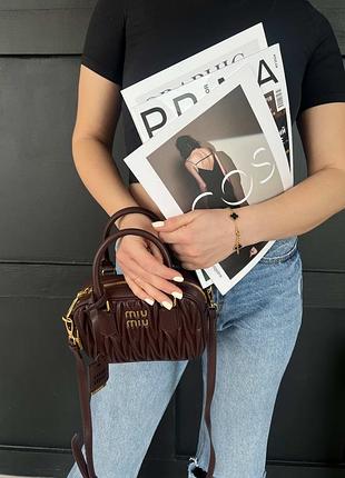 Модная женская сумка arcadie matelassé nappa leatherbag burgundy