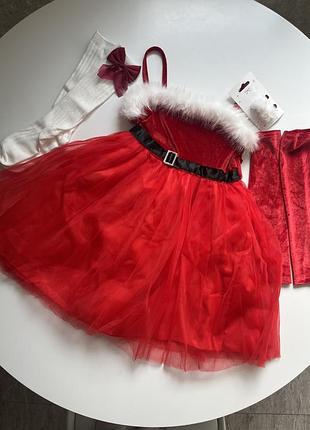 Сукня червона велюровп санти