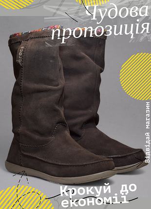 Сапоги женские crocs adela suede ботинки полусапоги замшевые обувь коричневые обувь оригинал w7 36-37 р/24 см skechers clarks birkenstock ecco geox