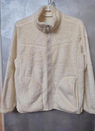 Двусторонняя молочная кофта толстовка на флисе и искусственном меху