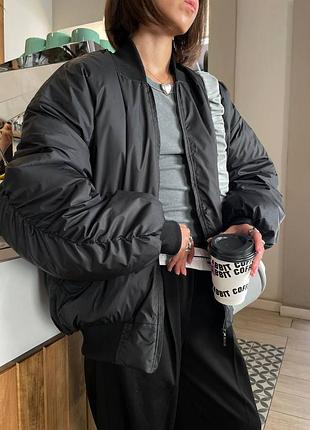 Дутый пуховик бомбер с драпировкой