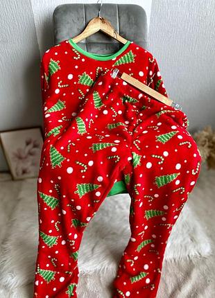 Новорічний червоний велюровий костюм на дорослих , р-р l/xl
