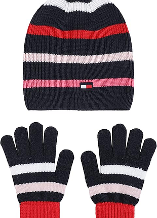 Комплект шпака+перчатки tommy hilfiger 8-16 рр .  можна для близнят