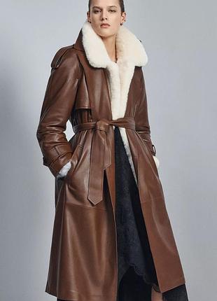 Длинный тренч из 100% кожи zw collection limited edition