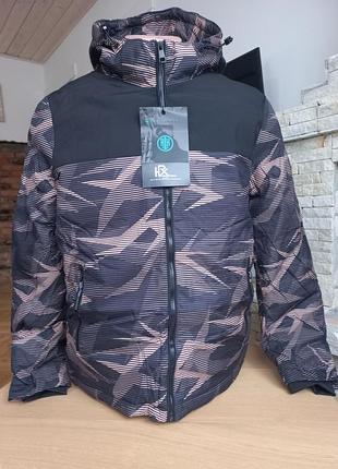 Куртка мужская зимняя с капюшоном черная с коричневым